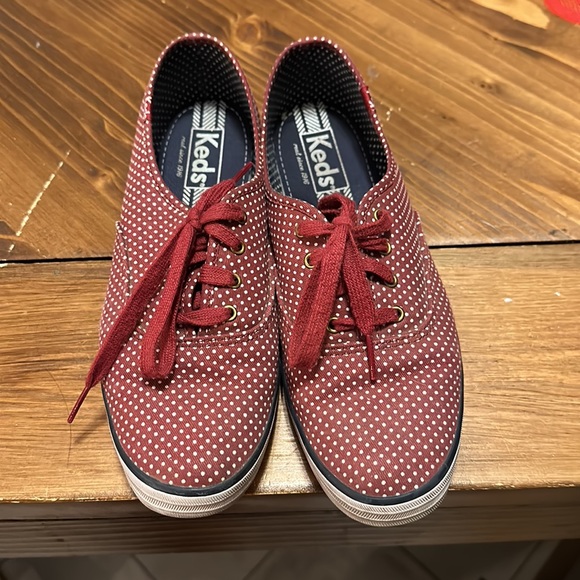 Keds Shoes - Maroon And White Polka Dot Keds